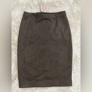 New Brown Suede like Pencil Skirt